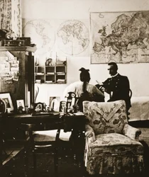 Princesse Sophie Troubetskoy avec son professeur, milieu des années 1890